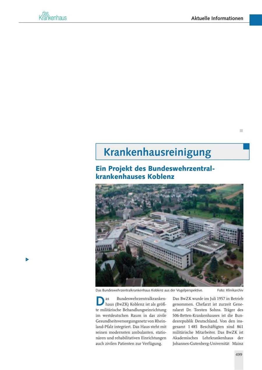 Krankenhausreinigung: Projekt Bundeswehrzentralkrankenhaus Koblenz